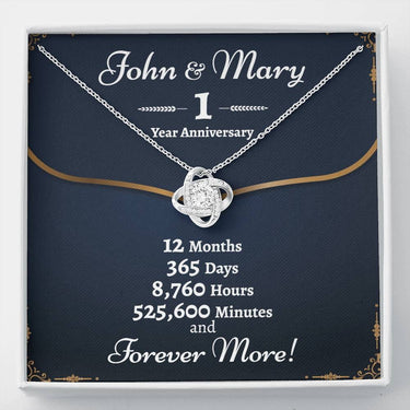 Personalized One Year Anniversary Love Knot Necklace - Love You This Much
